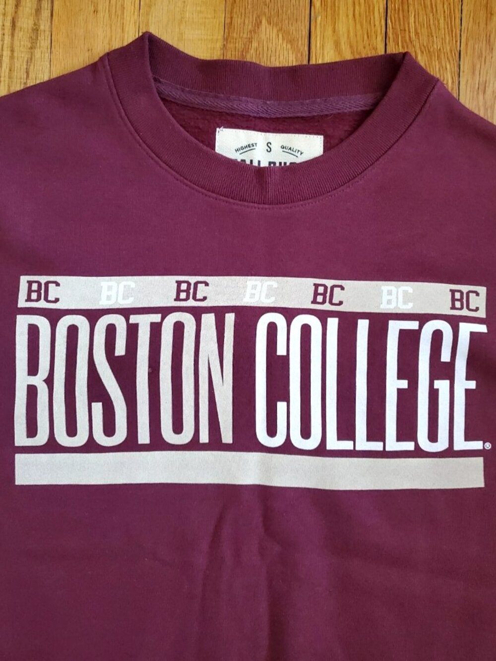 FALL RUSH BOSTON COLLEGE SWEATSHIRT SIZE S PULLOVER SUPER SOFT MAROON